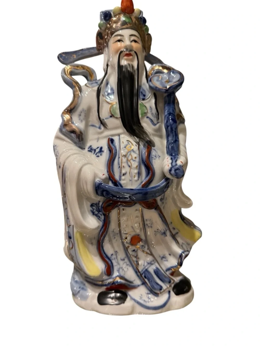 Vintage Chinese Porcelain Fu Lu Shou Statues- Set of Three Famille Rose - Picture 2 of 7